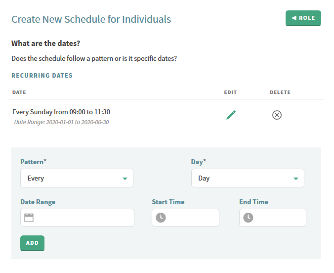 Schedule creation date selection step.